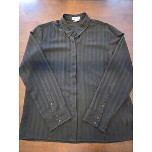Express Women's Portofino Slim Fit Long sleeve Shirt L Black Large Striped